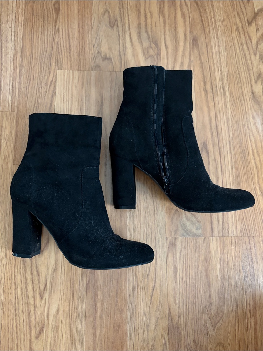 Madden Girl Black Suede High Block Heel Ankle Boots